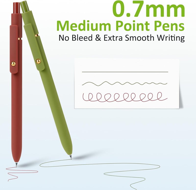 FIOVER Colored Pens, 6 Pack Colorful Gel Pens, Quick-Dry 0.7mm Medium Point for Journaling, Note Taking, Doodling, Aesthetic Office School Supplies, Gifts for Women Men(6PCS Vintage Colorful) - Image 2